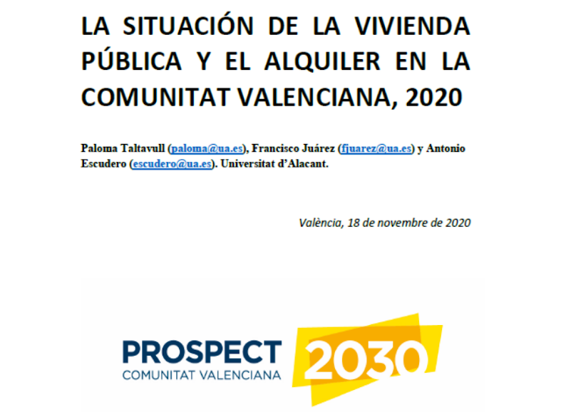 La situación de la vivienda pública y el alquiler en la Comunitat Valenciana, 2020